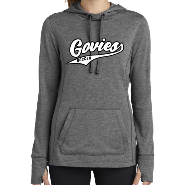Sport-Tek ® Ladies PosiCharge ® Tri-Blend Wicking Fleece Hooded Pullover - Printed Logo Thumbnail