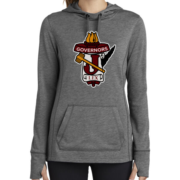 Sport-Tek ® Ladies PosiCharge ® Tri-Blend Wicking Fleece Hooded Pullover - Printed Logo Thumbnail